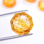 Mughal Carving Citrine Natural Loose Gemstone for Jewelry Making Yellow Octagon Shape Healing Gemstone