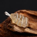 Natural Libiyan Desert Rough 925 Sterling Silver Wire Wrapped Pendant Healing Stone Jewelry