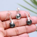 Moss Agate Hexagon Jewelry Set 925 Sterling Silver Dangle Earrings & Pendant for Daughter
