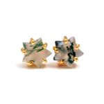 Natural Moss Agate Star Shape Tiny Gold Stud Earrings for Daughter