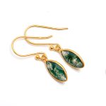 Natural Moss Agate Marquise Shape Vintage Drop And Dangle Gold Earrings Gift For Woman