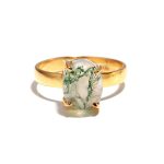Natural Tree Moss Agate Oval Shape Stackable Ring 14K Gold Jewelry Gift For Her