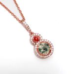 Natural Moss Agate Round Shape Pendant 925 Sterling Silver Rose Gold Plated Necklace Vintage Pendant Wedding Gift (Copy)
