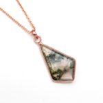 Natural Moss Agate Kite Shape Pendant 925 Sterling Silver Rose Gold Plated Necklace Energy Jewelry Gift For Women