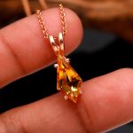 Citrine Healing Gemstone Kite Pendant with Chain 925 Sterling Silver Rose Gold Plated Silver Jewelry Gift for Women