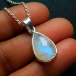 Rainbow Moonstone Pear Shape Pendant Necklace, 925Sterling Silver Jewelry for Women, Natural Moonstone Jewelry, Birthday Gift, Gift For Lovers