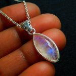 Moonstone Necklace, 925 Sterling Silver Jewelry, Natural Moonstone Jewelry, Marquise Pendant with Chain, Birthday Gift, Gift For Lovers