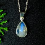 Natural Blue Fire Moonstone Necklace Pendant 925 Sterling Silver Jewelry Birthday gift