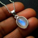 Natural Blue Fire Moonstone Necklace Pendant With Chain 925 sterling Silver Jewelry For Woman