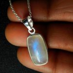 AAA++ Blue Fire Moonstone Natural Chain Necklace 925 Sterling Silver Pendant with Chain for Bridesmaids