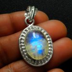 Natural Rainbow Moonstone Oval Shape 925 Sterling Silver Pendant Anniversary Gift
