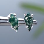 Genuine Moss Green Agate 925 Sterling Silver Kite Studs Earrings Handmade Jewelry for Women