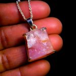 Pink Opal Rough Necklace, Solid 925Sterling Silver Chain Necklace, Raw Crystal Pendant Necklace, Natural Gemstone Jewelry, Everyday Necklace