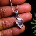 100% Natural Aquamarine Pendant with Chain, 925 Sterling Silver Jewelry, Shield Necklace, Aquamarine Vintage Jewelry For Women