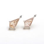 Natural Copper Rutile Quartz with CZ 925 Sterling Silver Kite Studs Earrings Perfect Anniversary Gift