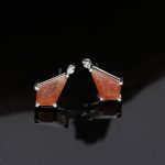 Sunstone with CZ 925 Sterling Silver Kite Studs Earrings Natural Loose Gemstone Jewelry for Her