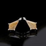 Natural Golden Rutile Kite Shape 925 Sterling Silver Stud Earrings Birthday Gift