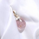 Black Dot Pink Quartz Natural 925 Sterling Silver Teardrop Pendant Dainty Handmade Jewelry Graduation Gift