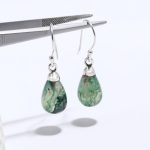 Green Moss Agate Natural 925 Sterling Silver Teardrop Dangle Earrings Perfect Gift for Mom
