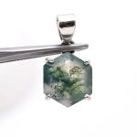Green Moss Agate Hexagon Shape Pendant 925 Sterling Silver Statement Jewelry Birthday Gift