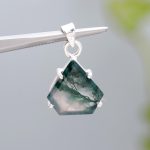 Hot Selling Green Moss Agate 925 Sterling Silver Shield Shape Handmade Natural Gemstone Pendant Boho
