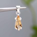 Yellow Citrine Natural Kite Shape Faceted Healing Stone Pendant Minimalist Jewelry Gift for Friend