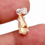 Natural Yellow Citrine 925 Sterling Silver Kite Shape Pendant Minimalist Jewelry for Women