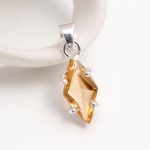 Natural Citrine Quartz Minimalist Kite Pendant for Chain 925 Sterling Silver Jewelry Anniversary Gift