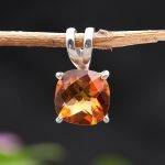 Citrine Natural 925 Sterling Silver Handmade Cushion Shaped Pendant Perfect Gift for Wife