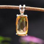 Natural Citrine Cushion Shape Vintage Pendant 925 sterling Silver Jewelry Gift For her
