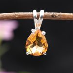 Natural Citrine Pear Shape Statement Pendant 925 sterling Silver Jewelry Gift For Mom