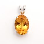 Natural Citrine Oval Shape Statement Pendant 925 sterling Silver Jewelry Birthday Gift