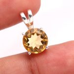 Natural Citrine Quartz Round Shape Designer Pendant 925 sterling Silver Jewelry Wedding Gift