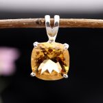 Natural Citrine Quartz Cushion Shape Necklace Pendant 925 Sterling Silver Unique Jewelry Wedding Gift