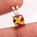Natural Citrine Quartz Cushion Shape Necklace Pendant 925 Sterling Silver Unique Jewelry Birthday Gift