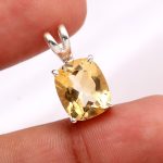 Natural Citrine Quartz Radiant Shape Pendant 925 Sterling Silver Unique Jewelry Gift For Lover