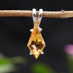 Natural Citrine Quartz Kite Shape Necklace Pendant 925 Sterling Silver Statement Jewelry Birthday Gift