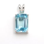 Sky Blue Topaz Natural 925 Sterling Silver Octagon Shape Pendant Wedding Silver Jewelry for Her