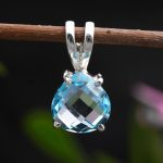 100% Natural Sky Blue Topaz 925 Sterling Silver Heart Shape Briolette Pendant Perfect Gift for Daughter