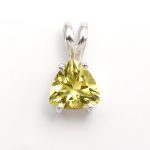 AAA++ Natural Lemon Quartz 925 Sterling Silver Trillion Shape Faceted Cut Stone Pendant Gift for Her
