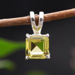 Natural Lemon Quartz 925 Sterling Silver Asscher Cut Octagon Shape Step Cut Stone Pendant Gift for Wife