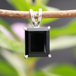 Natural Black Onyx 925 Sterling Silver Octagon Stone Pendant Black Stone Jewelry Gift for Wife