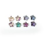 Natural Rainbow Fluorite Faceted Star Shape Loose Gemstone for Jewelry Making Multi Color Stones