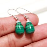 Natural Malachite Teardrop 925 Sterling Silver Green Gemstone Jewelry Healing Unique Earrings