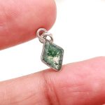 Genuine Green Moss Agate Minimalist Kite Shape Pendant Solid 925 Sterling Silver Tiny Charm Jewelry for Girls