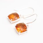 Genuine Citrine Cushion Dangle Earrings with 925 Sterling Silver Healing Jewelry Birthday Gift