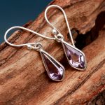 Natural Pink Amethyst Kite Shaped Faceted 925 Sterling Silver Pink Stone Dangle Earrings For Women