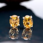 Yellow Citrine Minimalist Stud Earrings In 925 Sterling Silver Unique Jewelry Anniversary Gift for Wife