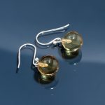 Yellow Citrine Natural 925 Sterling Silver Ball Cabs Dangle Earrings Tiny Jewelry for Women