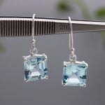 Best Quality Natural Sky Blue Topaz 925 Sterling Silver Asscher Cut Octagon Shape Earrings for Her